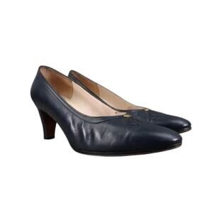 Salvatore Ferragamo Shoes Womens 5.5 Pumps Classic Fashion Leather Blue Formal